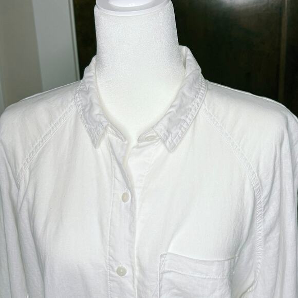 Universal Thread Women’s L Linen Button-Up Shirt | White Lightweight Casual Top - Picture 4 of 10